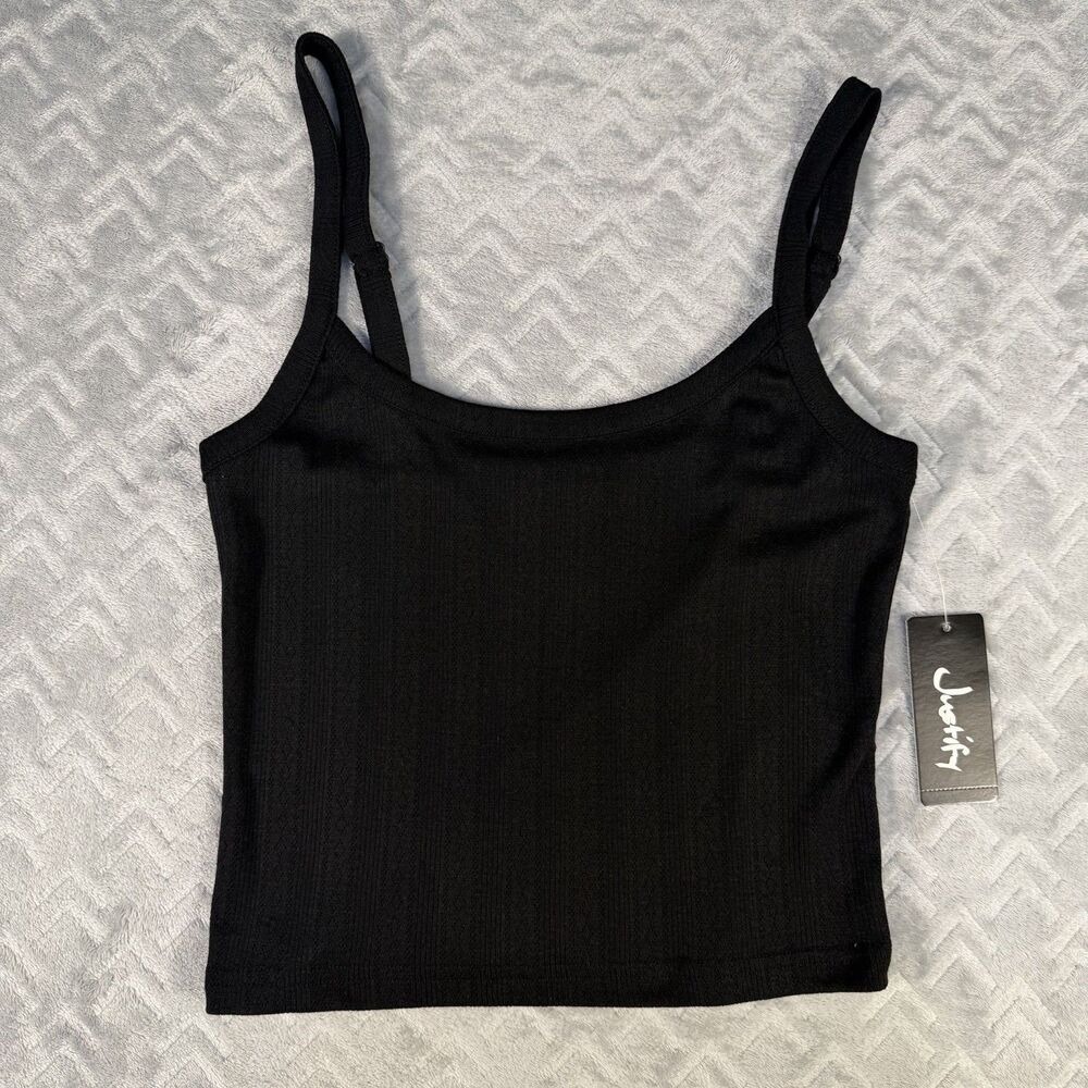 Justify Black Women's Crop Top Tank Ribbed Camisole New With Tags Small Casual